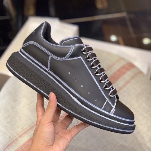 Alexander McQueen MQ All black hand-painted Sneakers,Alexander McQueen,High quality Free shipping
