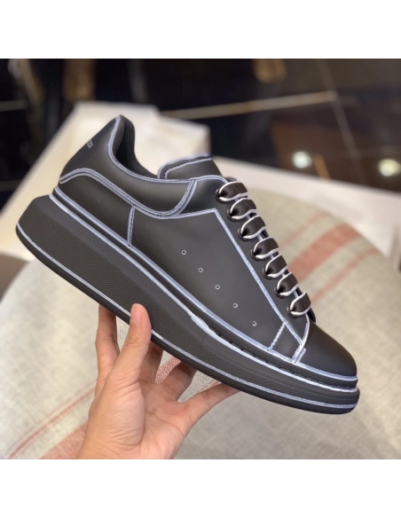 Alexander McQueen MQ All black hand-painted Sneakers,Alexander McQueen,High quality Free shipping