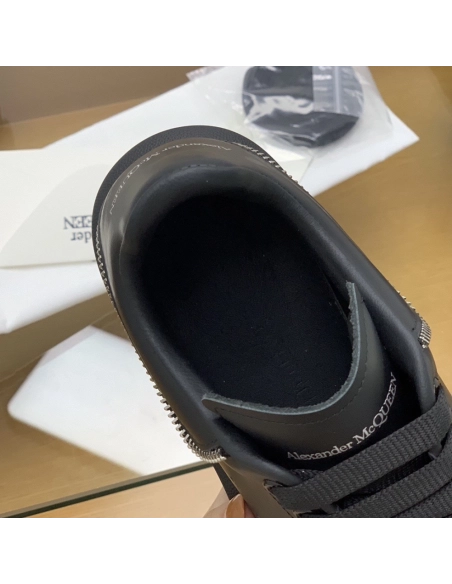 Alexander McQueen MQ All black zip Sneakers,Alexander McQueen,High quality Free shipping