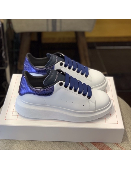 Alexander McQueen MQ Blue snake-grain pattern tail Sneakers,Alexander McQueen,High quality Free shipping