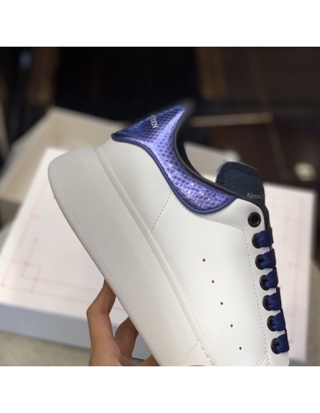 Alexander McQueen MQ Blue snake-grain pattern tail Sneakers,Alexander McQueen,High quality Free shipping