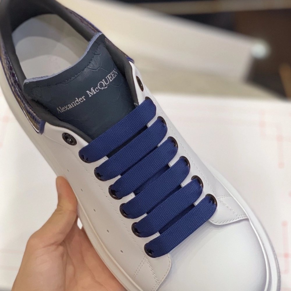 Alexander McQueen MQ Blue snake-grain pattern tail Sneakers,Alexander McQueen,High quality Free shipping