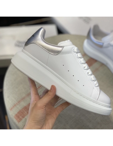 Alexander McQueen MQ silvery cowhide tail Sneakers,Alexander McQueen,High quality Free shipping