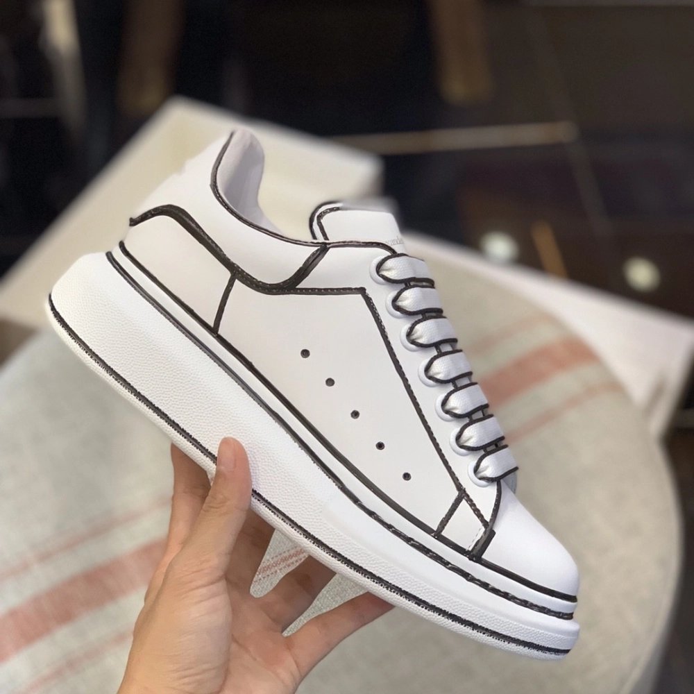 Alexander McQueen MQ White hand-painted Sneakers,Alexander McQueen,High quality Free shipping