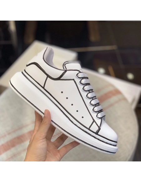 Alexander McQueen MQ White hand-painted Sneakers,Alexander McQueen,High quality Free shipping