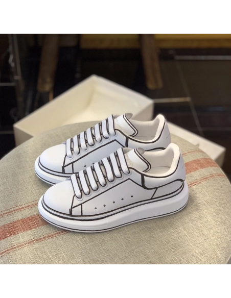 Alexander McQueen MQ White hand-painted Sneakers,Alexander McQueen,High quality Free shipping