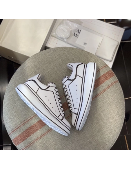 Alexander McQueen MQ White hand-painted Sneakers,Alexander McQueen,High quality Free shipping