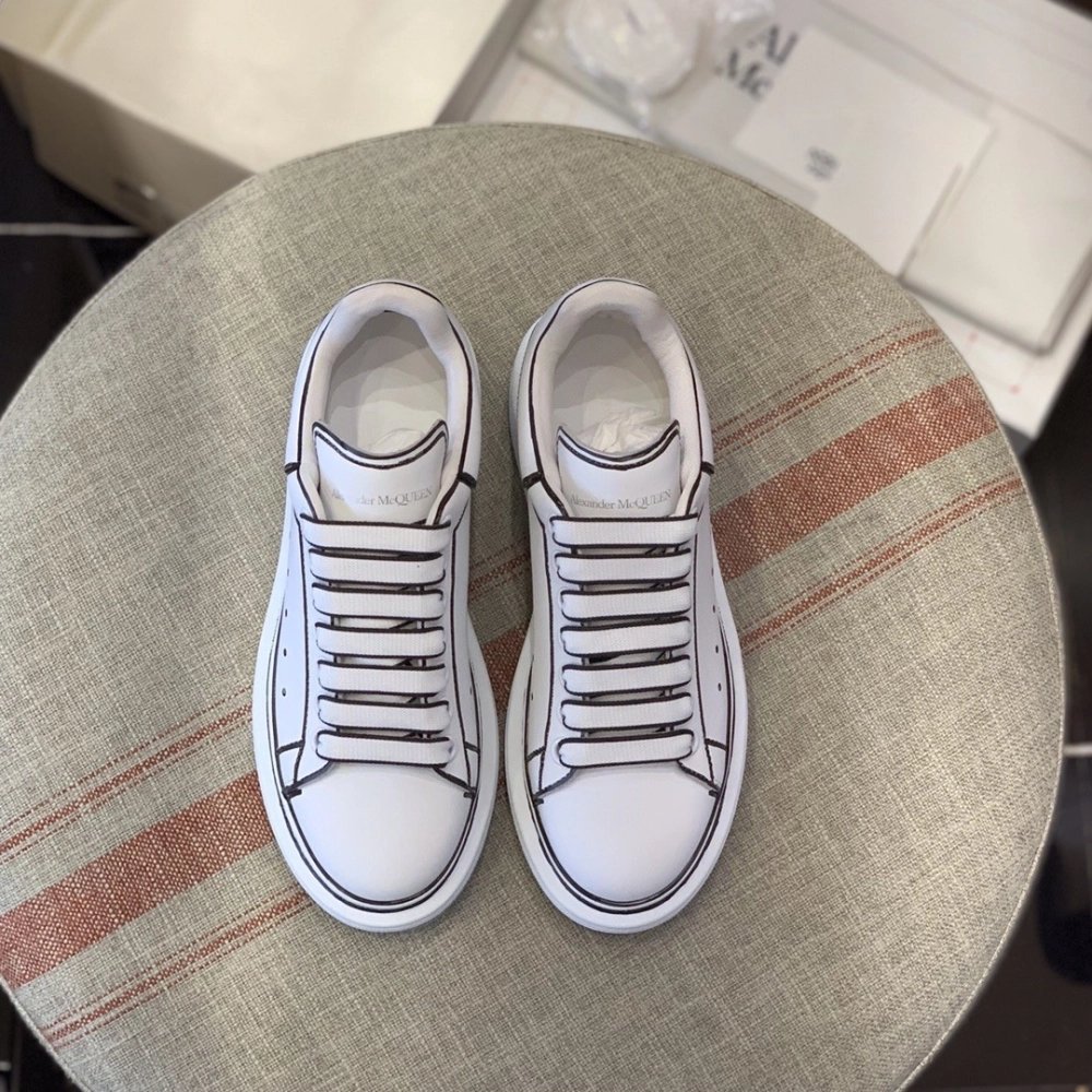 Alexander McQueen MQ White hand-painted Sneakers,Alexander McQueen,High quality Free shipping