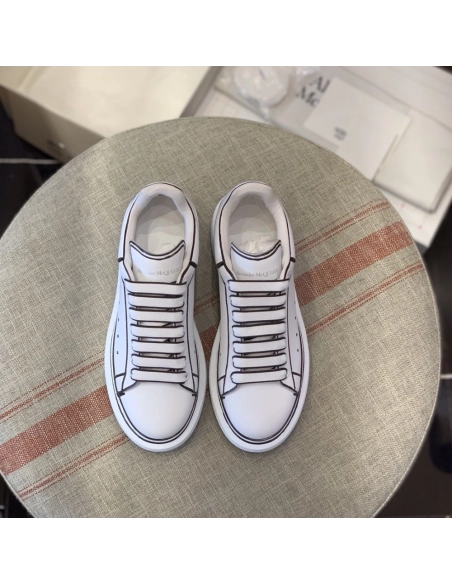 Alexander McQueen MQ White hand-painted Sneakers,Alexander McQueen,High quality Free shipping