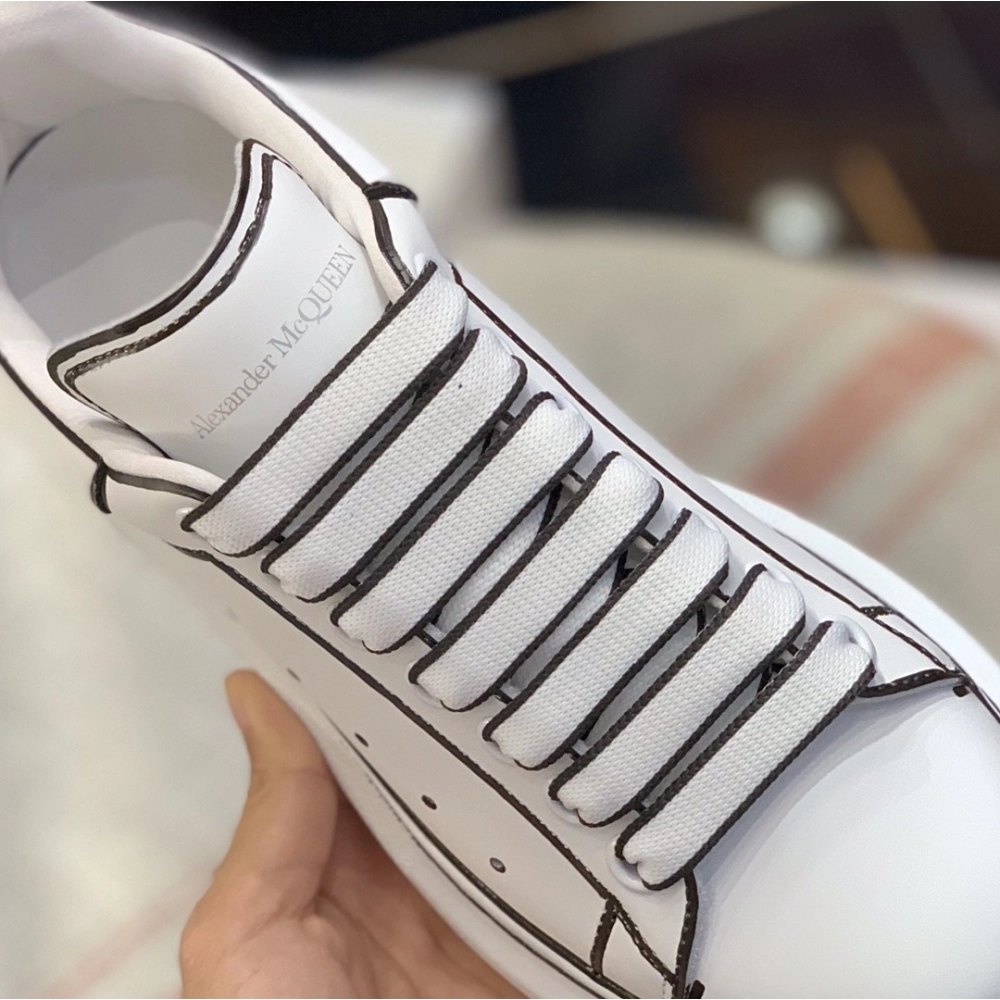 Alexander McQueen MQ White hand-painted Sneakers,Alexander McQueen,High quality Free shipping