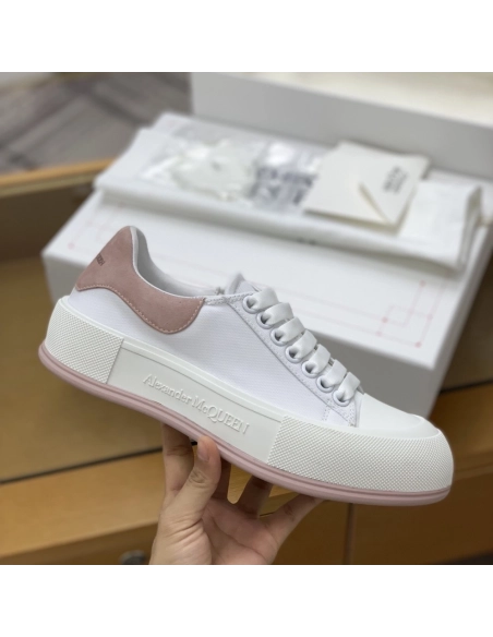 Alexander McQueen MQ White/Pink velvet tail Sneakers,Alexander McQueen,High quality Free shipping