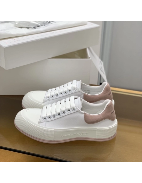 Alexander McQueen MQ White/Pink velvet tail Sneakers,Alexander McQueen,High quality Free shipping