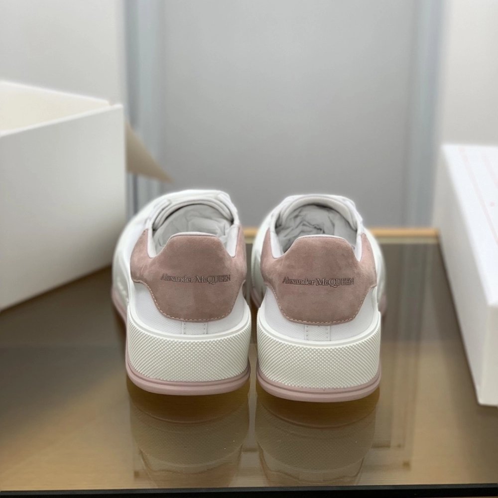 Alexander McQueen MQ White/Pink velvet tail Sneakers,Alexander McQueen,High quality Free shipping