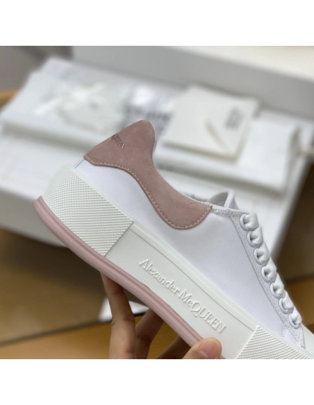 Alexander McQueen MQ White/Pink velvet tail Sneakers,Alexander McQueen,High quality Free shipping