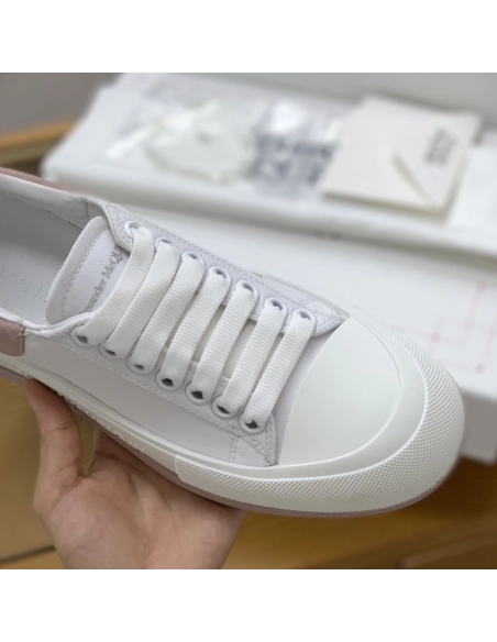 Alexander McQueen MQ White/Pink velvet tail Sneakers,Alexander McQueen,High quality Free shipping