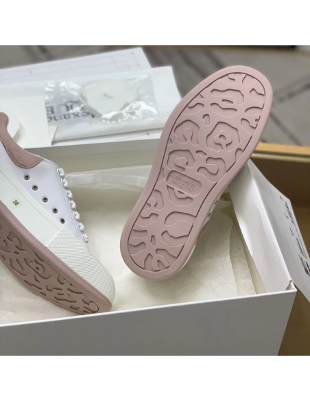 Alexander McQueen MQ White/Pink velvet tail Sneakers,Alexander McQueen,High quality Free shipping
