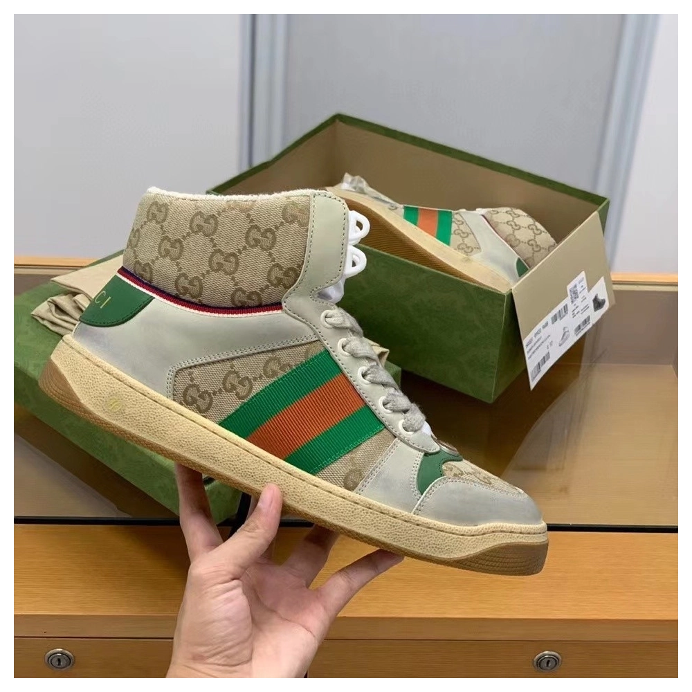 Gucci High-top Distressed sneakers,GUCCI SNEAKERS,High quality Free shipping
