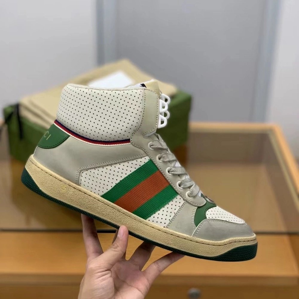 Gucci High-top Distressed sneakers,GUCCI SNEAKERS,High quality Free shipping