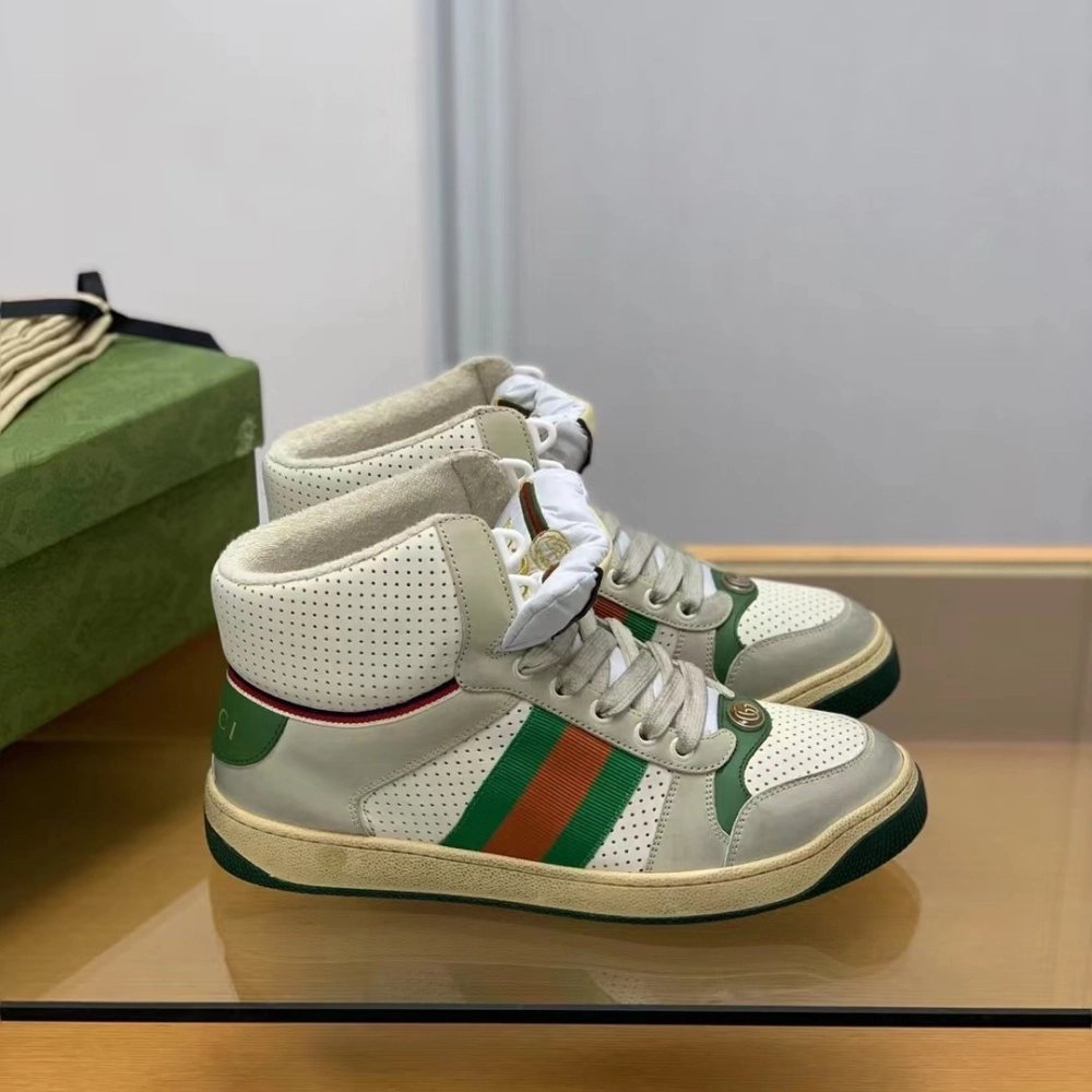 Gucci High-top Distressed sneakers,GUCCI SNEAKERS,High quality Free shipping