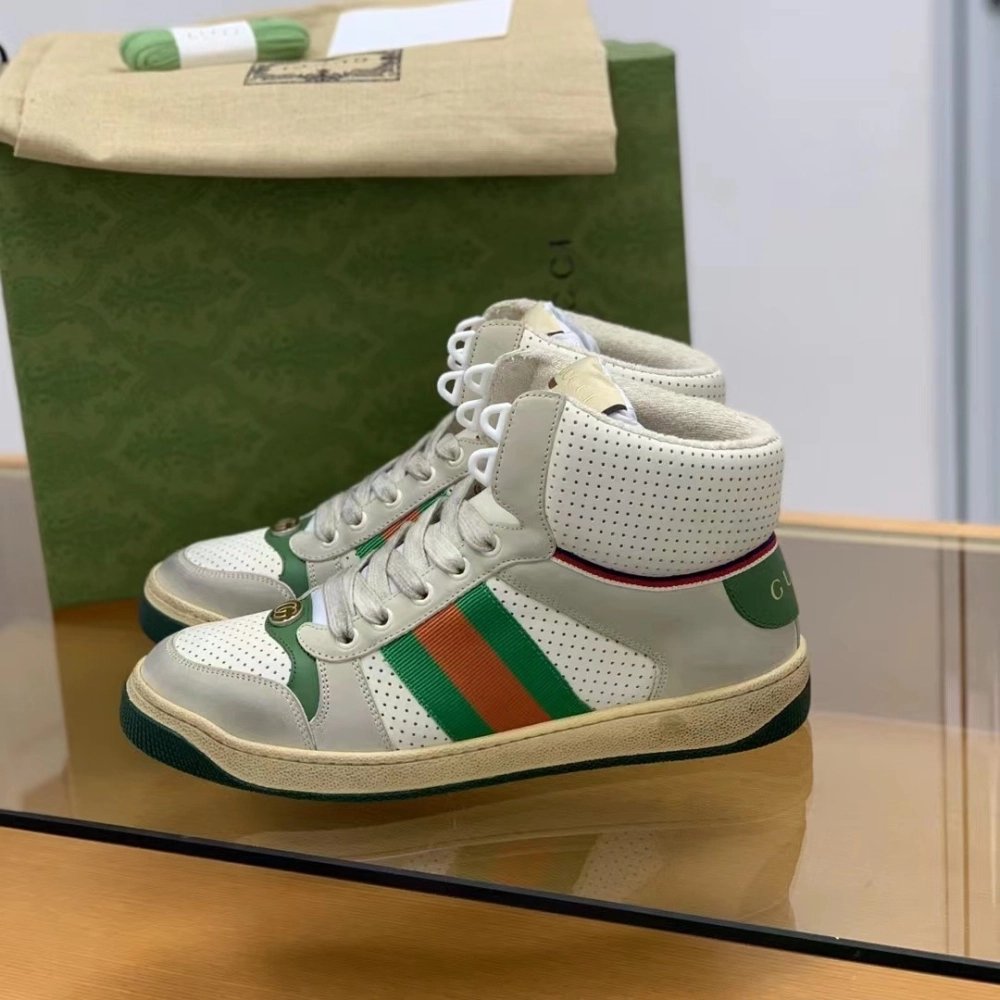 Gucci High-top Distressed sneakers,GUCCI SNEAKERS,High quality Free shipping