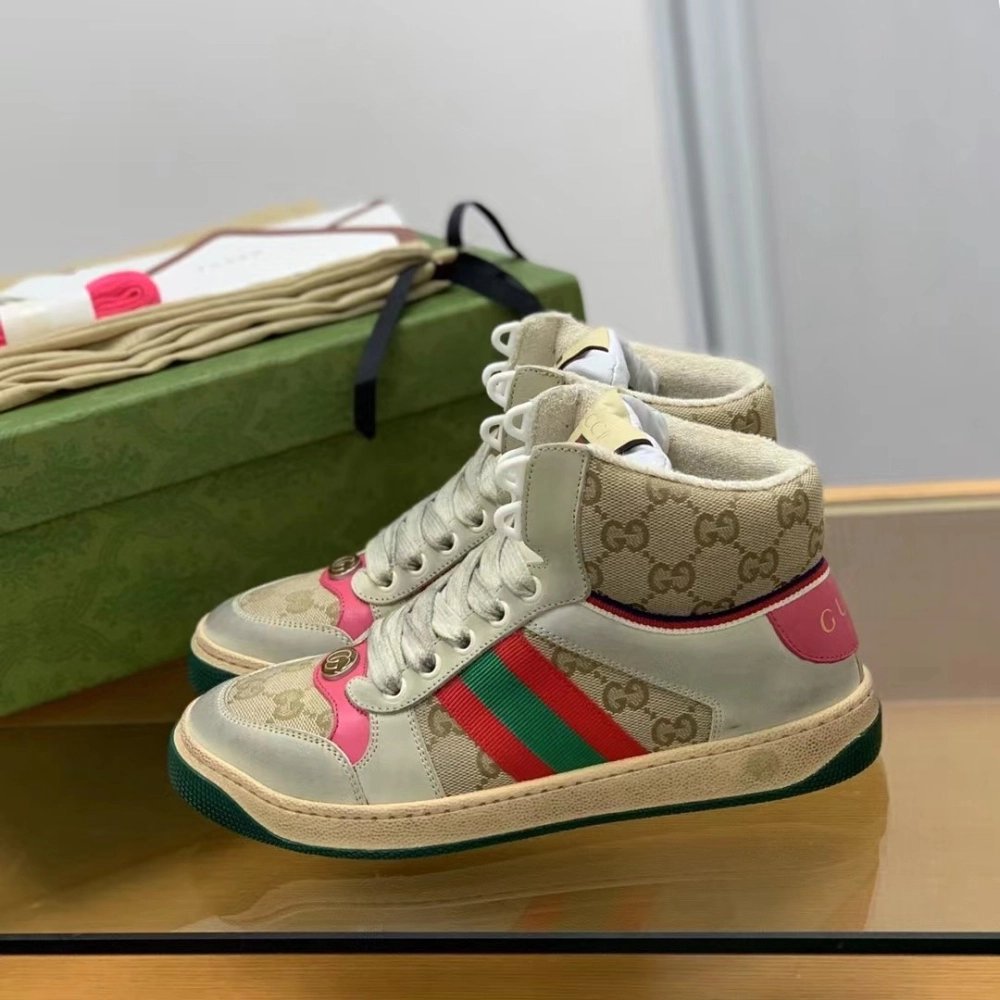 Gucci High-top Distressed sneakers,GUCCI SNEAKERS,High quality Free shipping