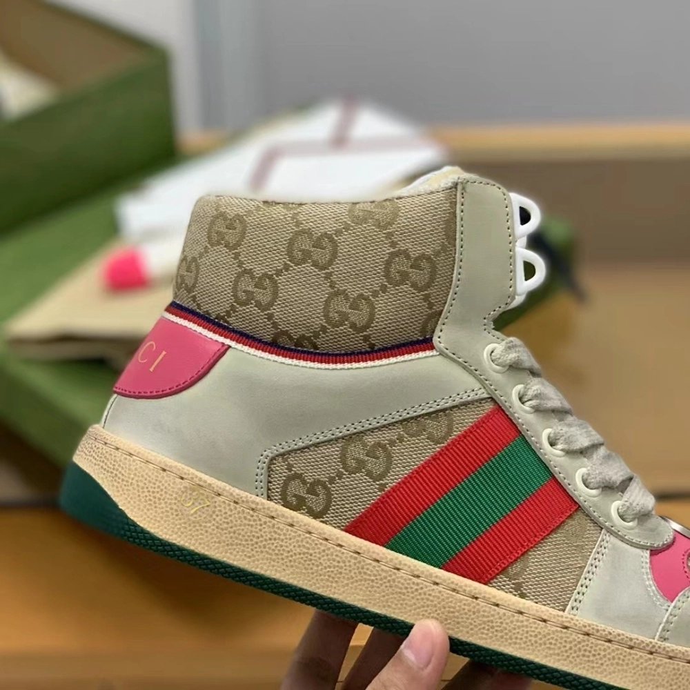 Gucci High-top Distressed sneakers,GUCCI SNEAKERS,High quality Free shipping
