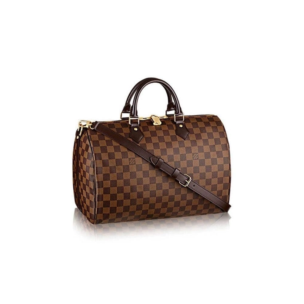 Louis Vuitton Damier Ebene Canvas Speedy Bandouliere 35 N41366,Speedy,LOUIS VUITTON,BAGS