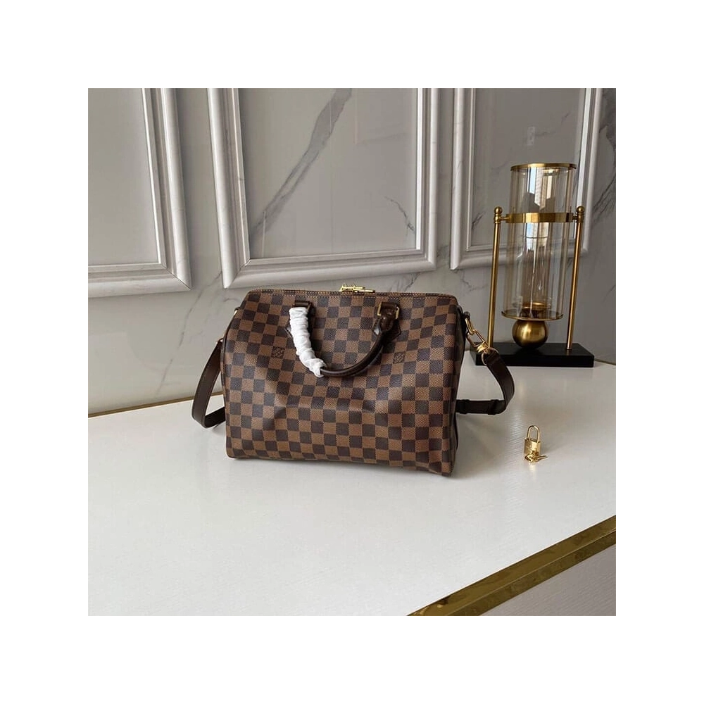 Louis Vuitton Damier Ebene Canvas Speedy Bandouliere 35 N41366,Speedy,LOUIS VUITTON,BAGS