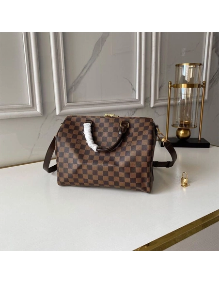 Louis Vuitton Damier Ebene Canvas Speedy Bandouliere 35 N41366,Speedy,LOUIS VUITTON,BAGS