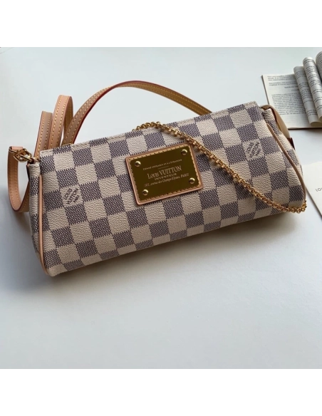 LOUIS VUITTON EVA HANDBAG WALLET ON CHAIN N55214,WALLET ON CHAIN,LOUIS VUITTON,BAGS