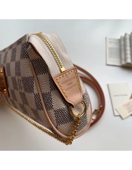 LOUIS VUITTON EVA HANDBAG WALLET ON CHAIN N55214,WALLET ON CHAIN,LOUIS VUITTON,BAGS