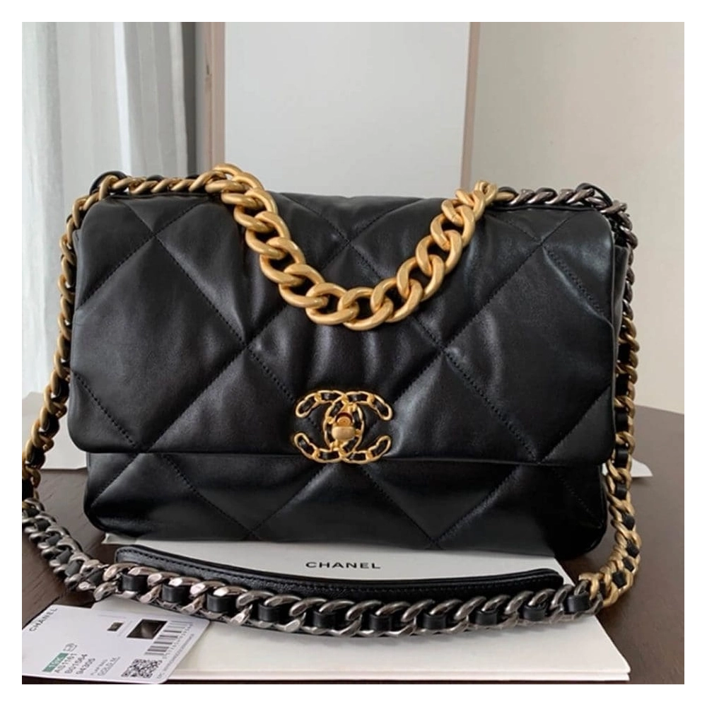 CHANEL 19 Large Handbag AS1161 BLACK,CHANEL,BAGS