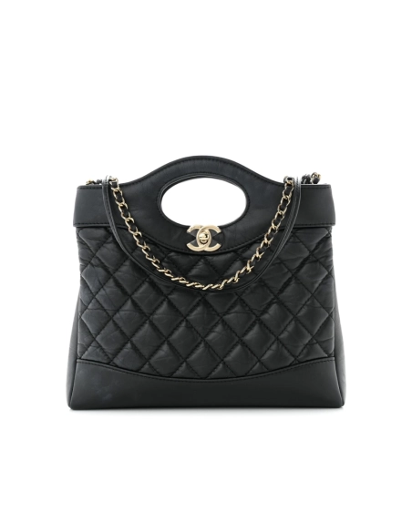 Chanel Aged Calfskin Quilted Mini 31 Shopping Bag Black,CHANEL,BAGS