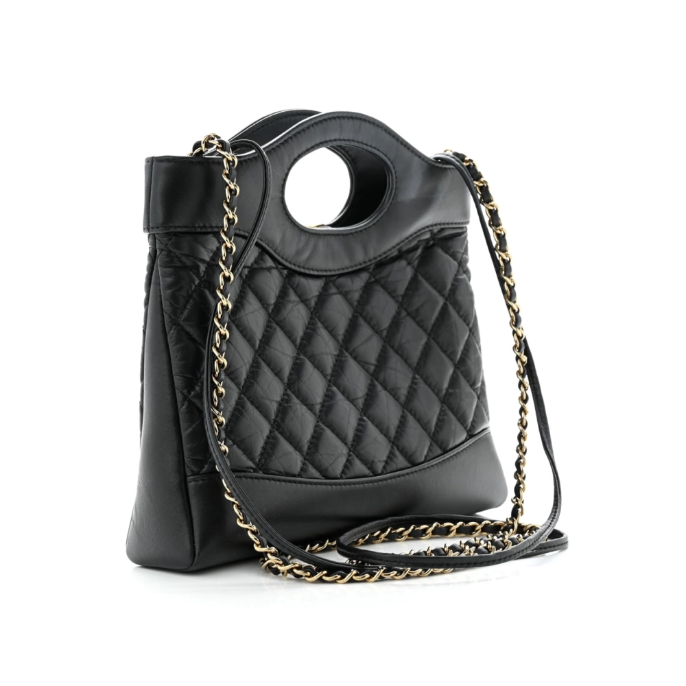Chanel Aged Calfskin Quilted Mini 31 Shopping Bag Black,CHANEL,BAGS