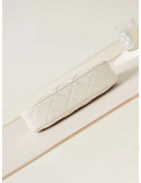 Chanel AS4422 23K Hobo Bag Lambskin Gold Metal White,CHANEL,BAGS