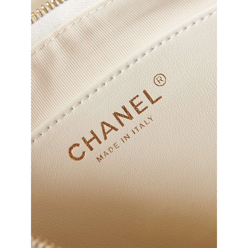 Chanel AS4422 23K Hobo Bag Lambskin Gold Metal White,CHANEL,BAGS