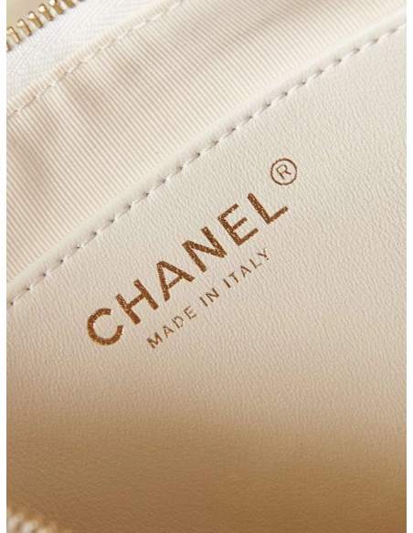 Chanel AS4422 23K Hobo Bag Lambskin Gold Metal White,CHANEL,BAGS