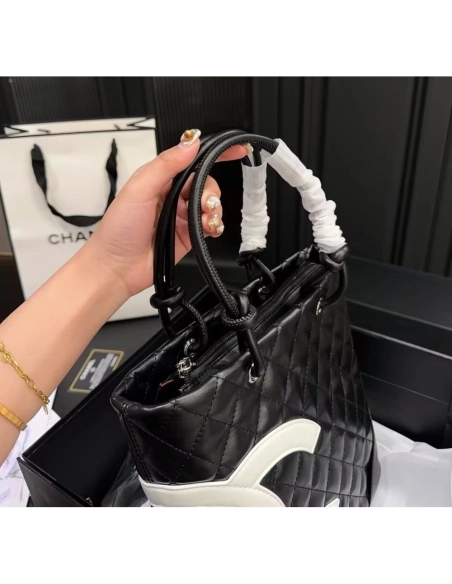 Chanel Black Quilted Lambskin Leather Medium Cambon Tote,CHANEL,BAGS