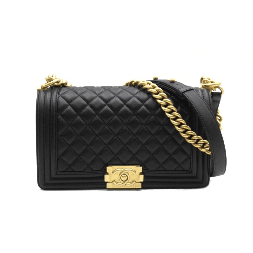 CHANEL Boy Chanel Chain Shoulder Bag A67086 Calfskin GHW Leather Black,CHANEL,BAGS