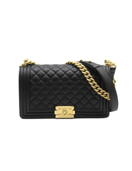 CHANEL Boy Chanel Chain Shoulder Bag A67086 Calfskin GHW Leather Black,CHANEL,BAGS