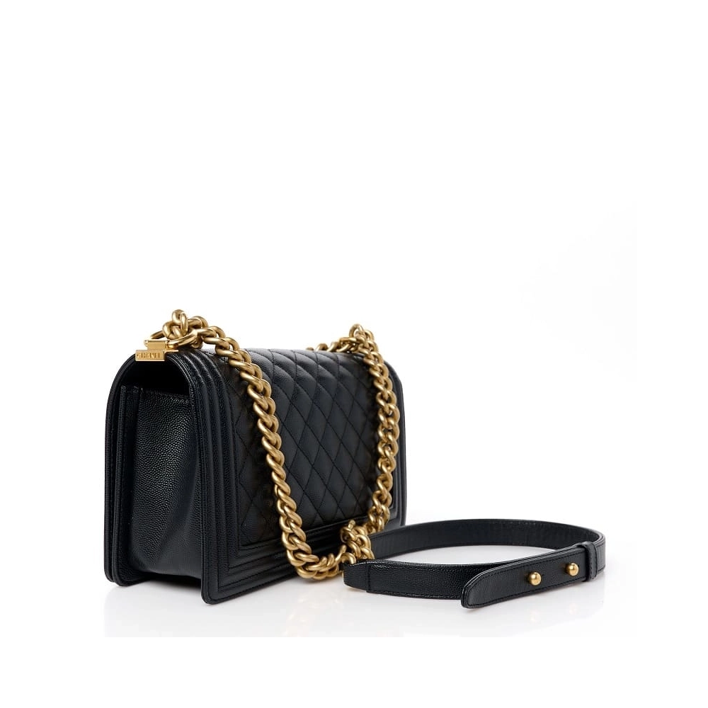 CHANEL Boy Chanel Chain Shoulder Bag A67086 Calfskin GHW Leather Black,CHANEL,BAGS