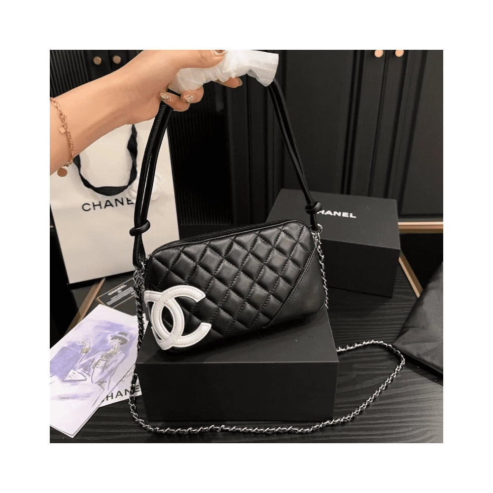 Chanel Cambon Leather Handbag,CHANEL,BAGS
