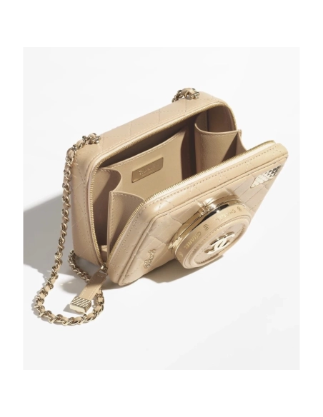 CHANEL CAMERA BAG Lambskin Dark Beige,CHANEL,BAGS