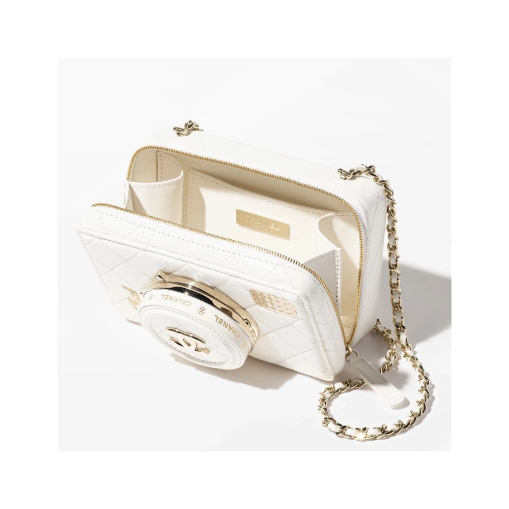 CHANEL CAMERA BAG Lambskin White,CHANEL,BAGS