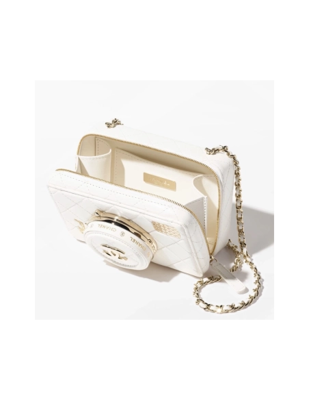 CHANEL CAMERA BAG Lambskin White,CHANEL,BAGS
