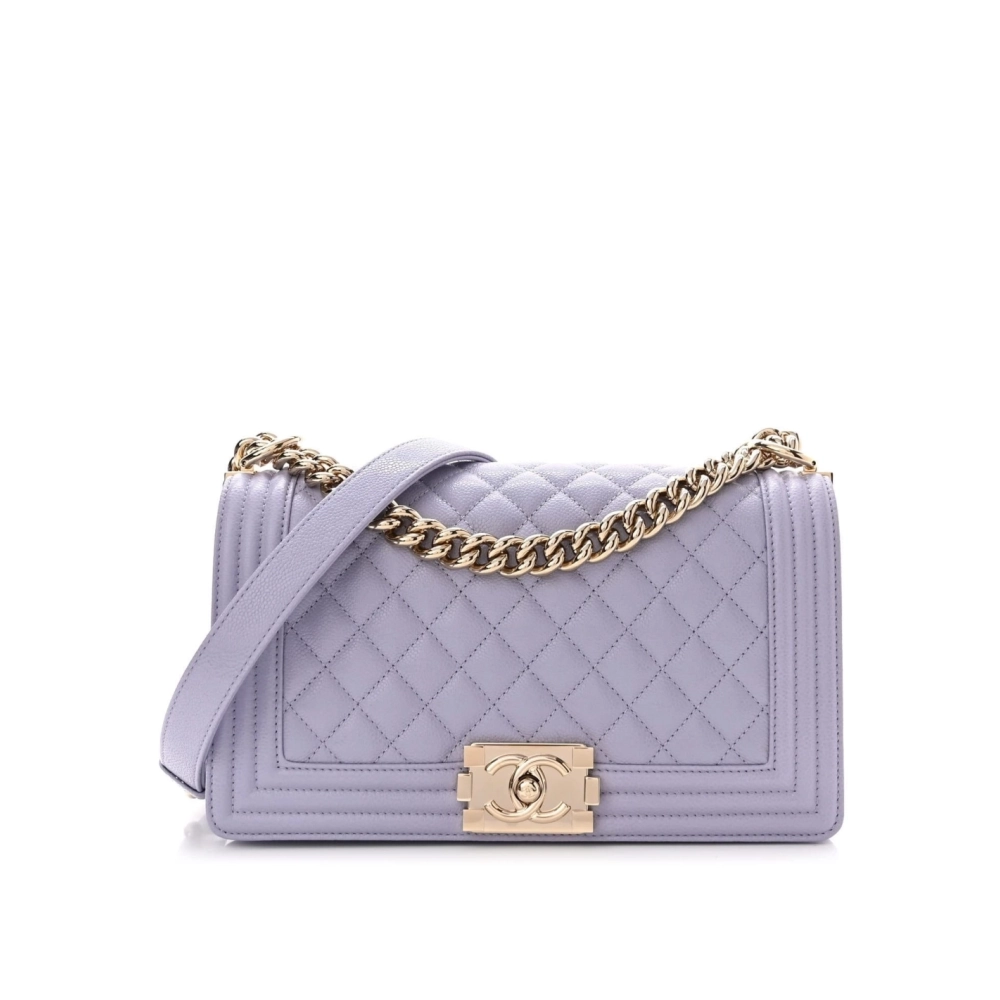 CHANEL Caviar Quilted Medium Boy Flap Light Purple,CHANEL,BAGS