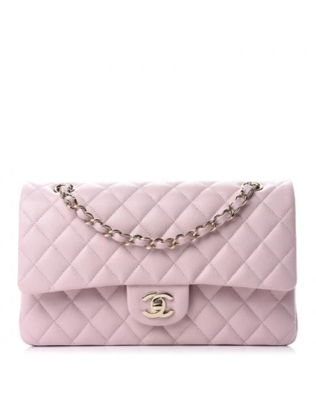 CHANEL Caviar Quilted Medium Double Flap Light Pink,CHANEL,BAGS