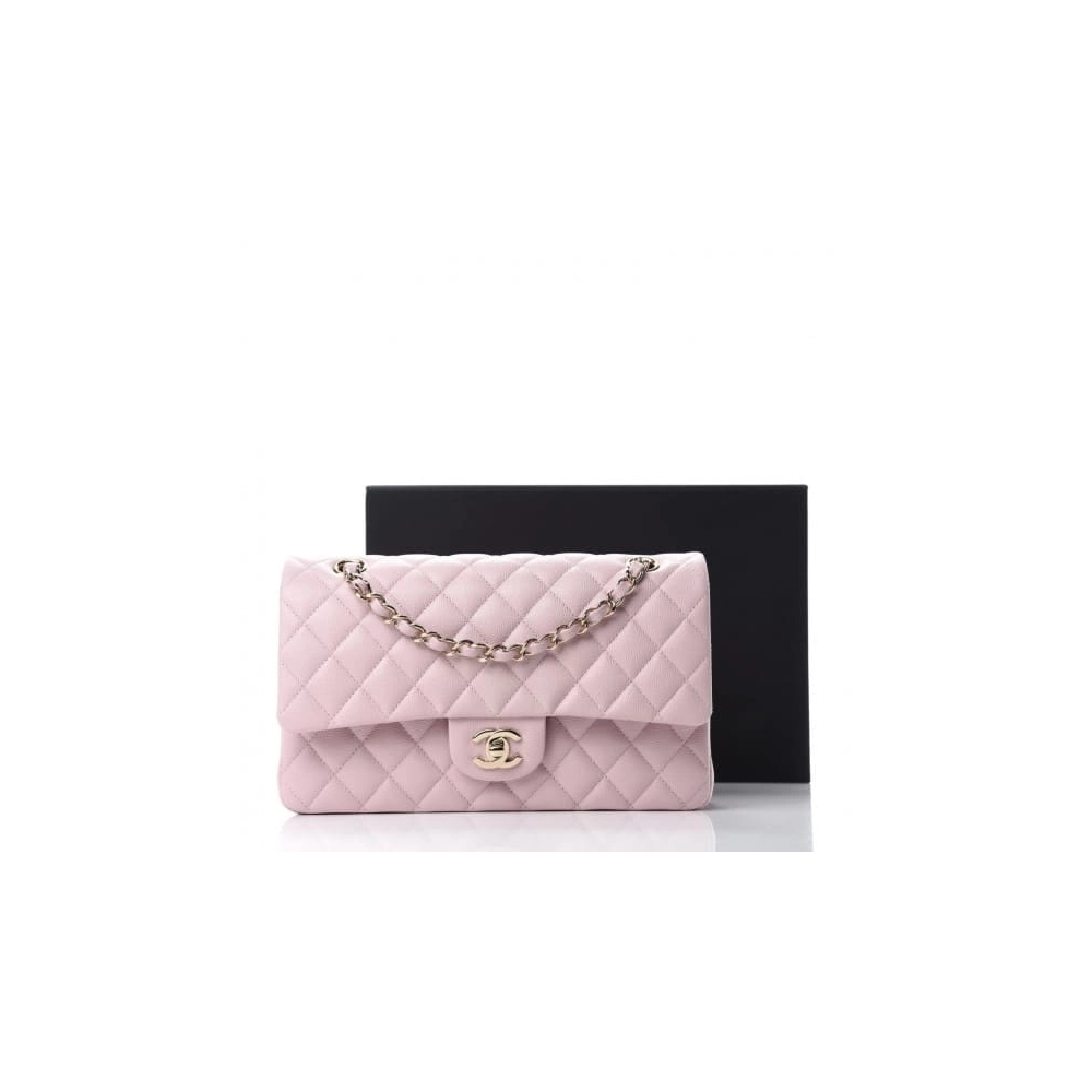 CHANEL Caviar Quilted Medium Double Flap Light Pink,CHANEL,BAGS