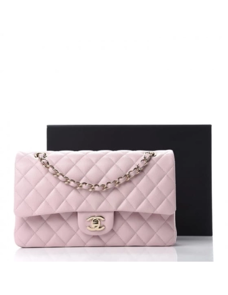 CHANEL Caviar Quilted Medium Double Flap Light Pink,CHANEL,BAGS