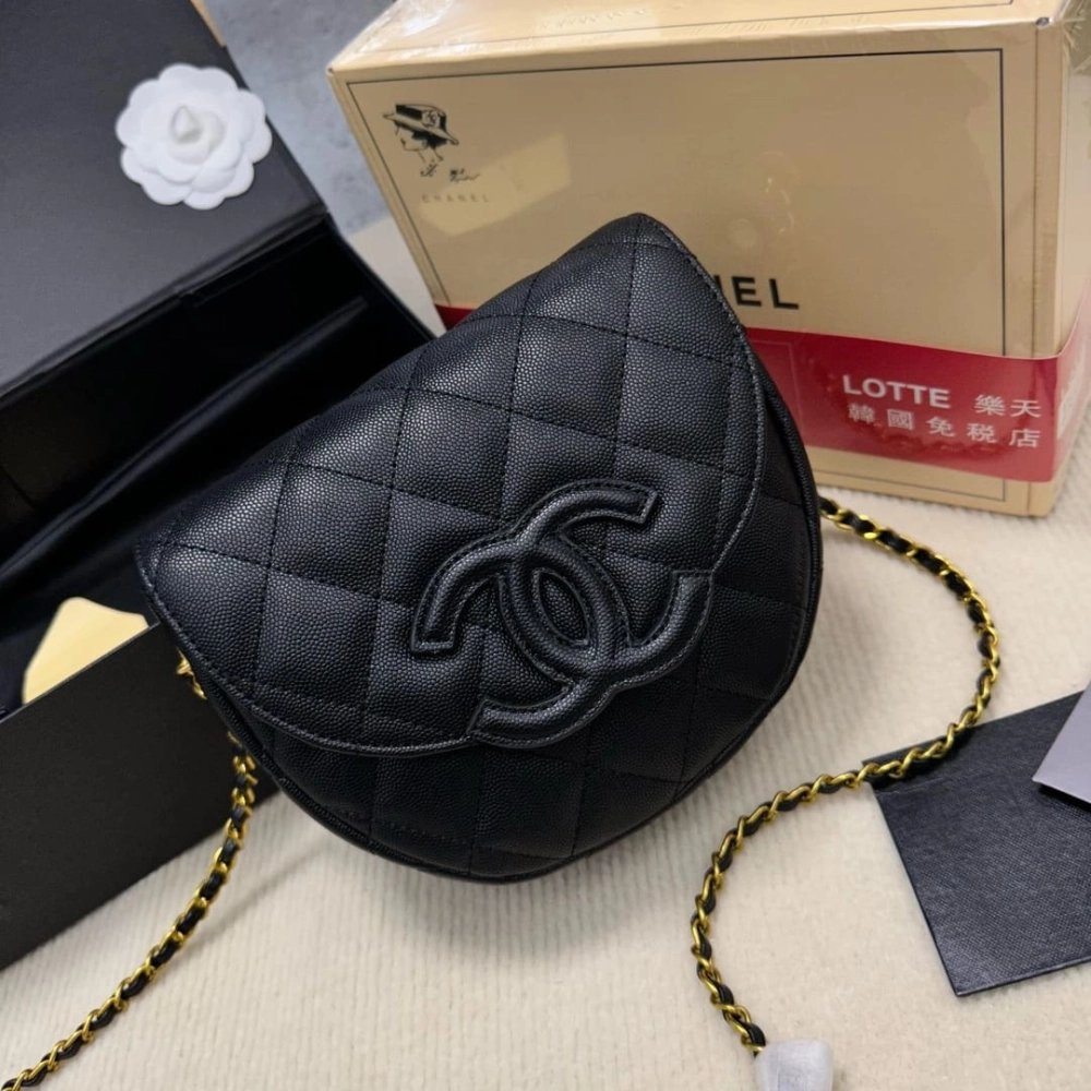 CHANEL Caviar Quilted Mini Messenger Flap Black,CHANEL,BAGS